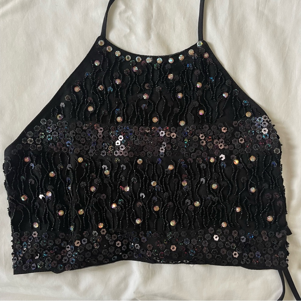 vintage a gaci too usa halter sequin top